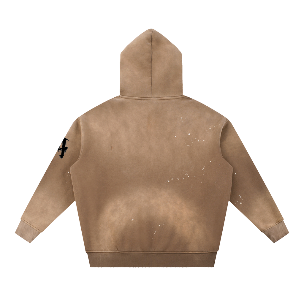 Vintage Washed Frayed Fleece Hoodie