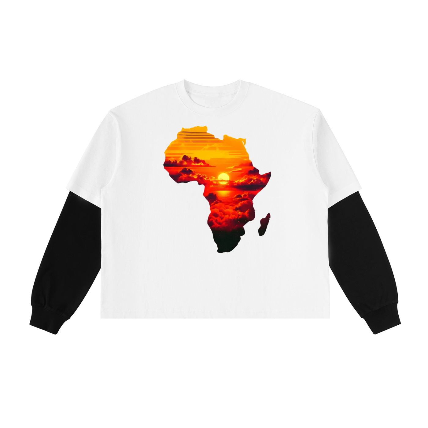 Layered Contrast Sleeve Cotton T-Shirt