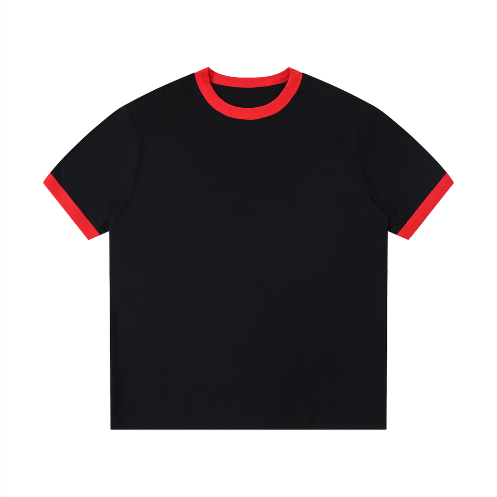 Contrast Edge Ribbed Crewneck T-Shirt