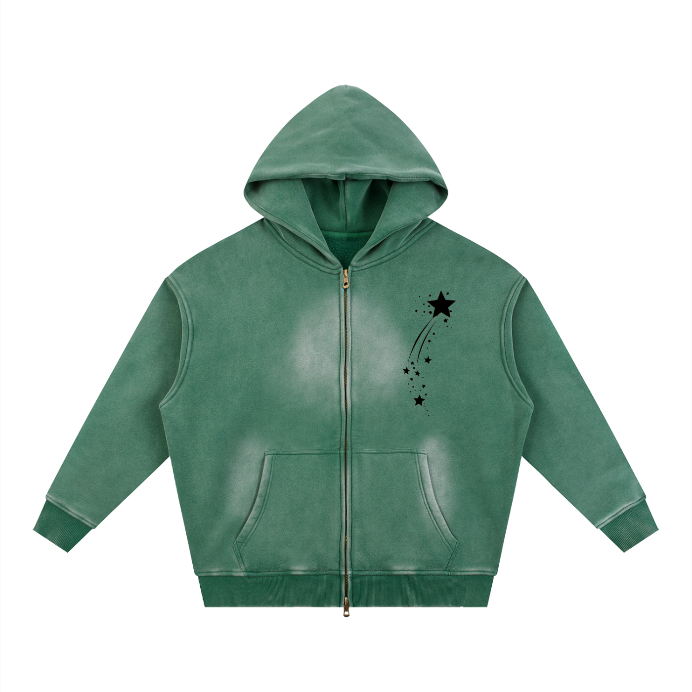 Sunfade Two-way Zipper Boxy Fleece Hoodie