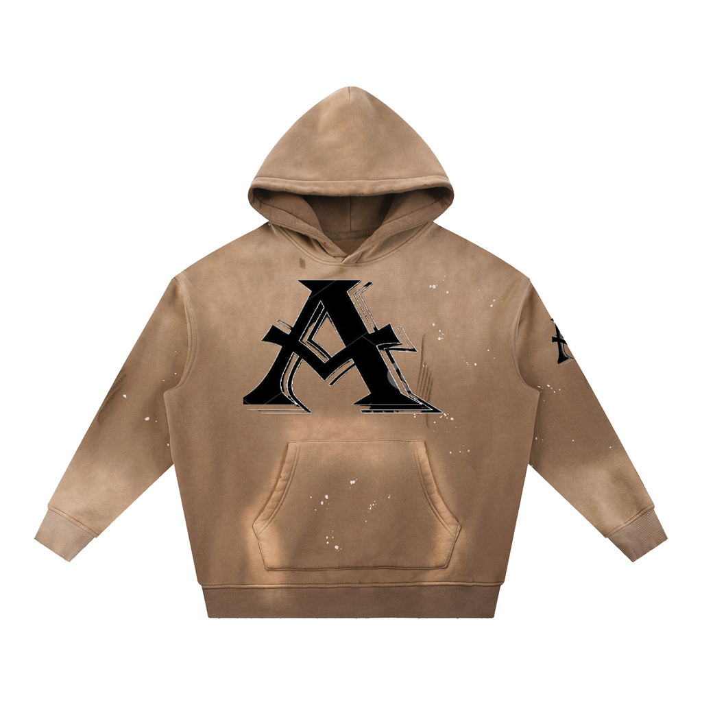 Vintage Washed Frayed Fleece Hoodie