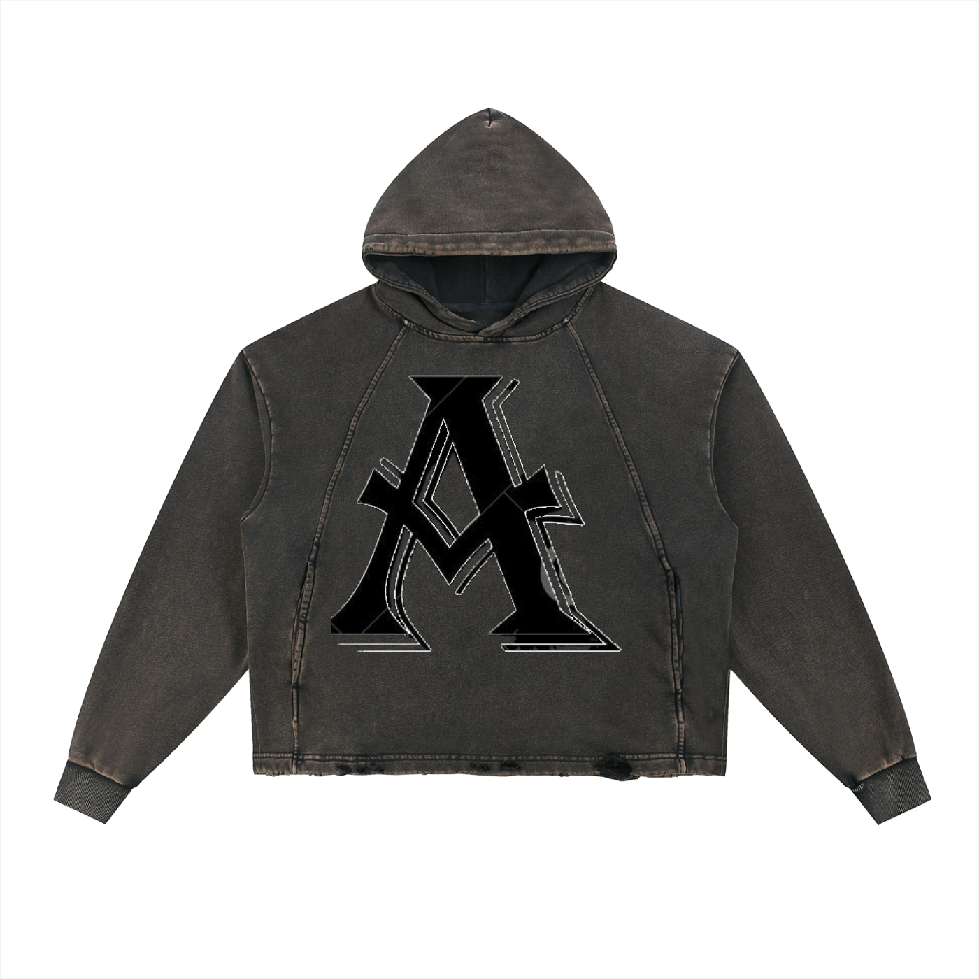Vintage Washed Frayed-Hem Hoodie