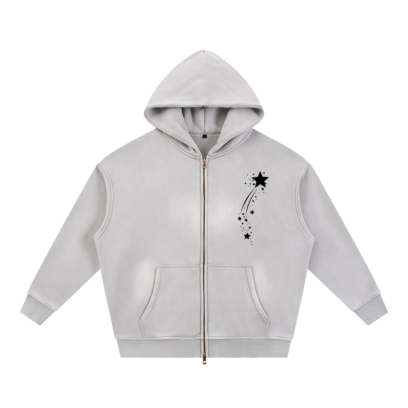 Sunfade Two-way Zipper Boxy Fleece Hoodie