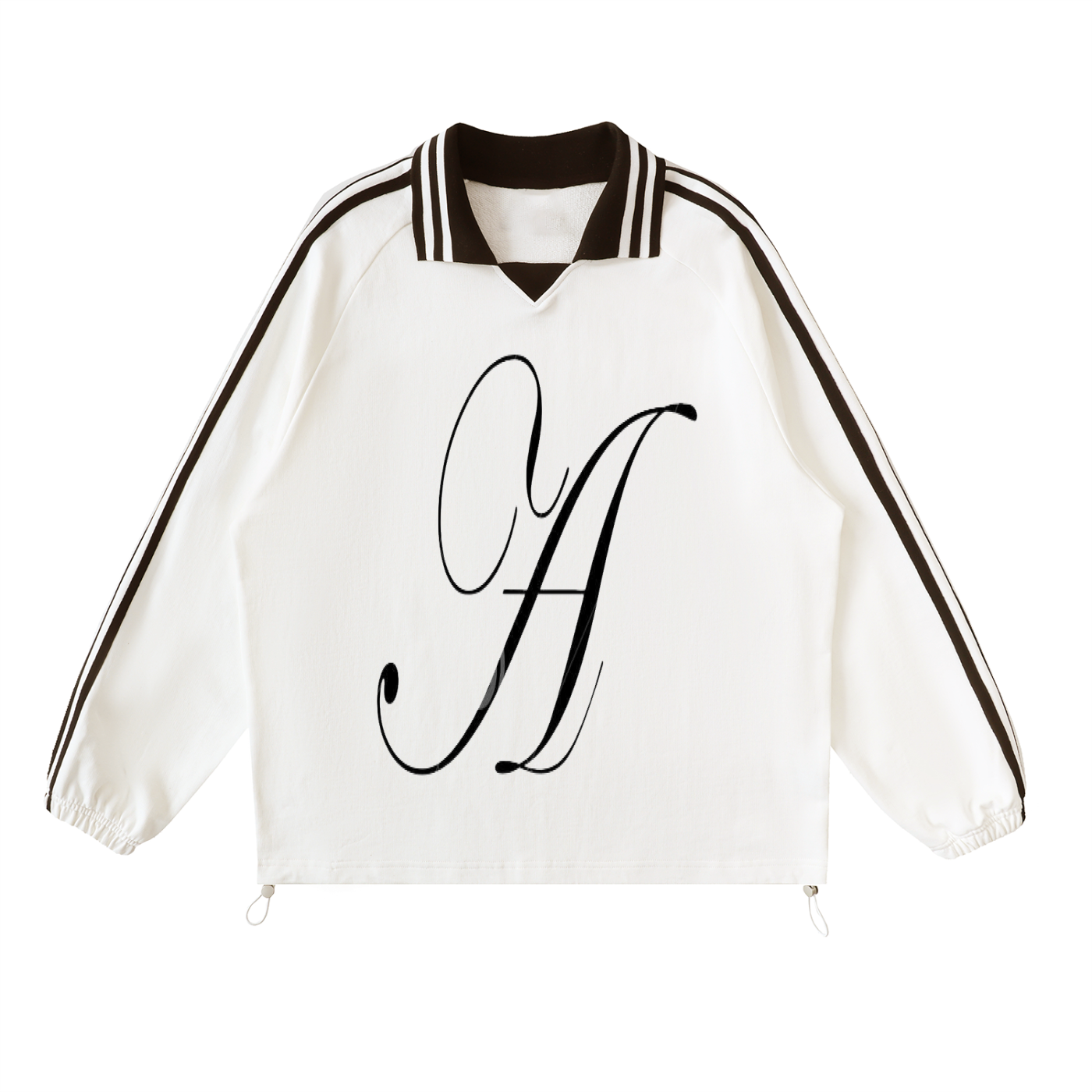 Contrast Striped Lapel Collar Sweatshirt