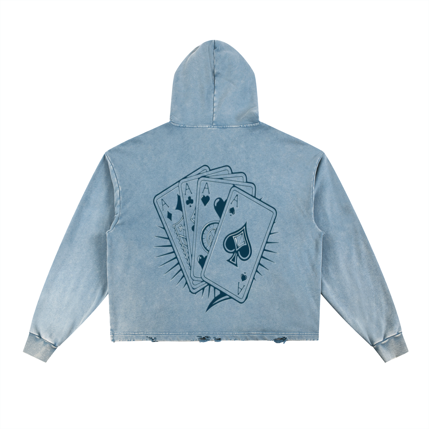 Vintage Washed Frayed-Hem Hoodie